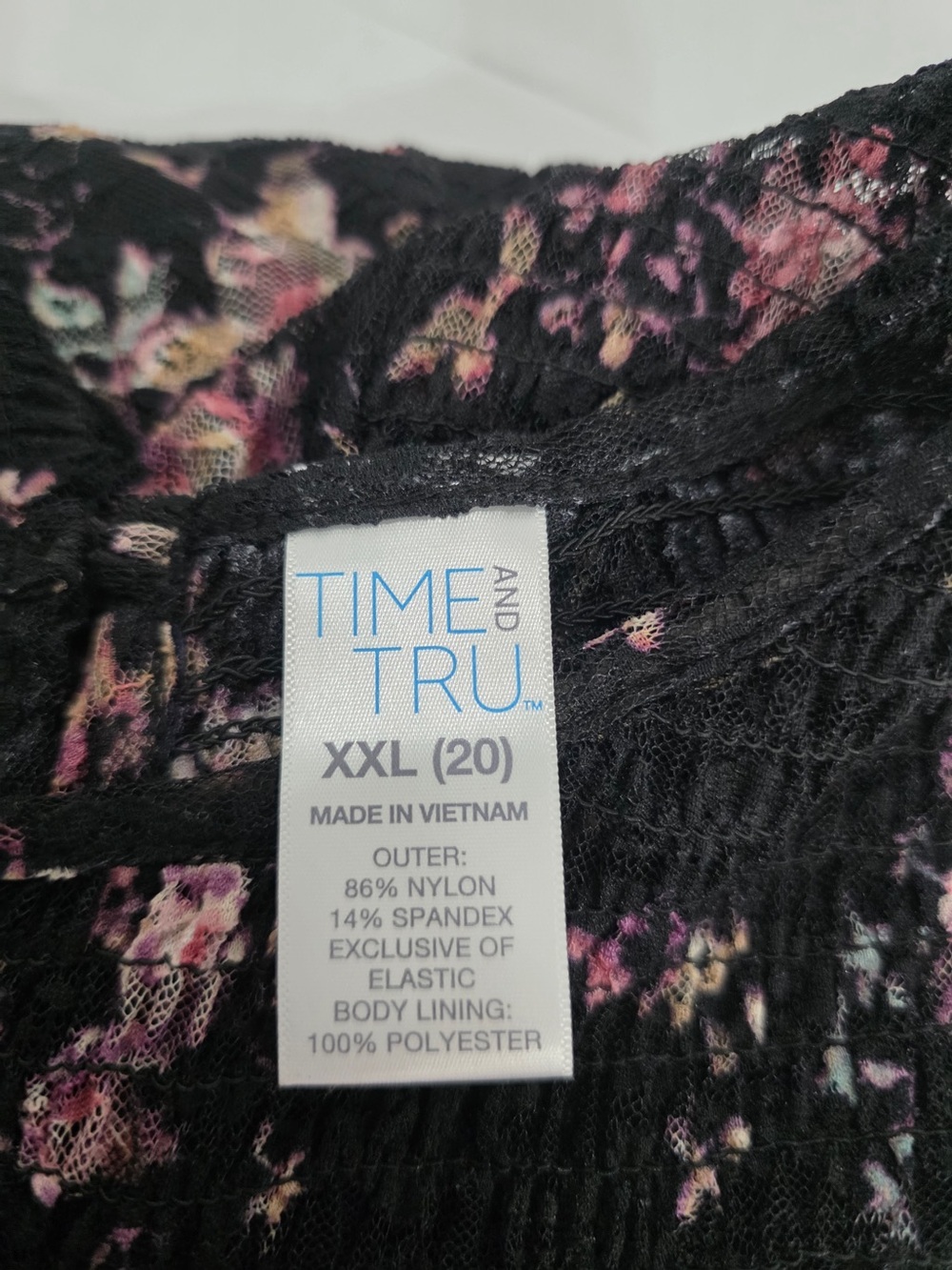 Time and Tru Black Floral Lace Bell-Sleeve Blouse - Picture 4 of 9